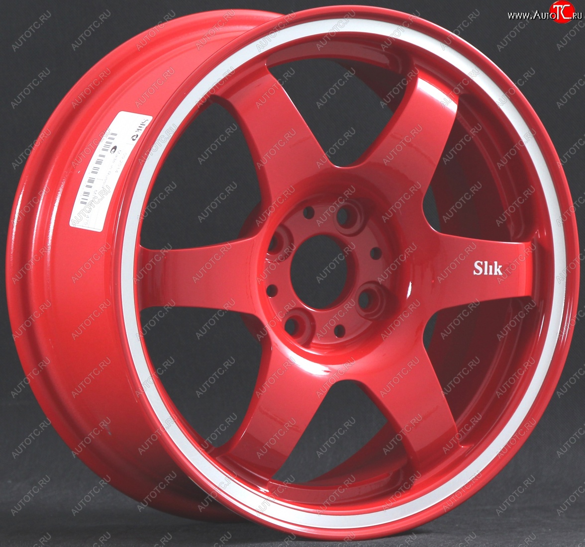 7 899 р. Кованый диск Slik Classik 6x15,5 (Красный с полированым ободом) 6.5x15/4-5x98-120 D54.1-72.6   (Цвет: Красный с полированным ободом)  с доставкой в г. Пермь