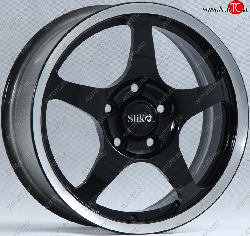 10 999 р. Кованый диск Slik classik R16x6.5 Черный глянцевый с полированым ободом (BKL) 6.5x16   (Цвет: BKL)  с доставкой в г. Пермь