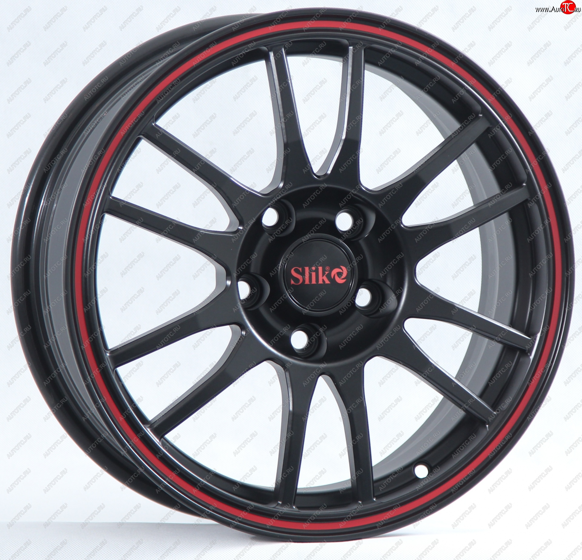 12 949 р. Кованый диск Slik classik R16x6.5 Черный глянцевый с красным ободом (BKRL) 6.5x16   (Цвет: BKRL)  с доставкой в г. Пермь