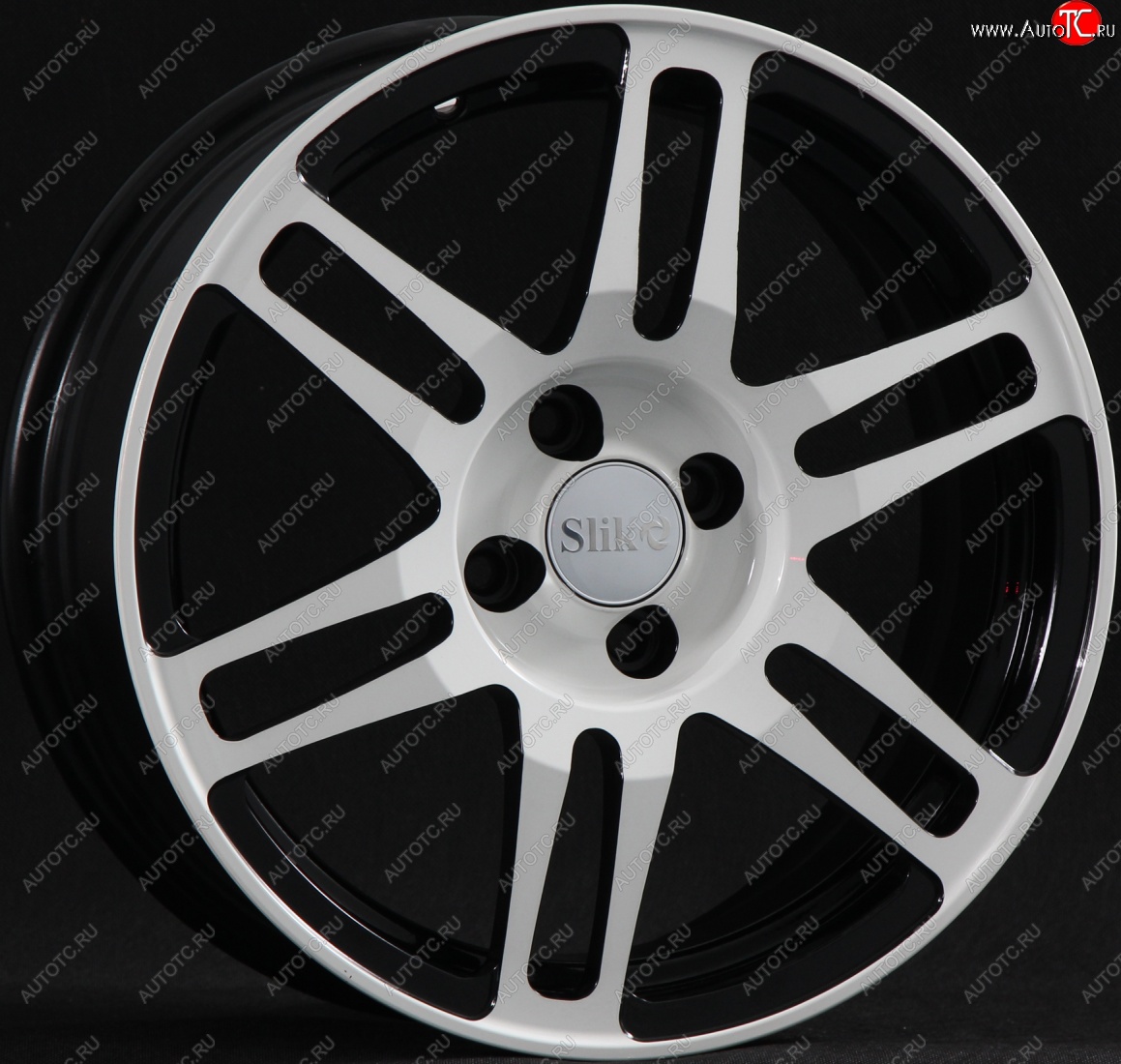 12 949 р. Кованый диск Slik classik R16x6.5 Черный глянцевый с белой лицевой поверхностью (BKFW) 6.5x16   (Цвет: BKFW)  с доставкой в г. Пермь