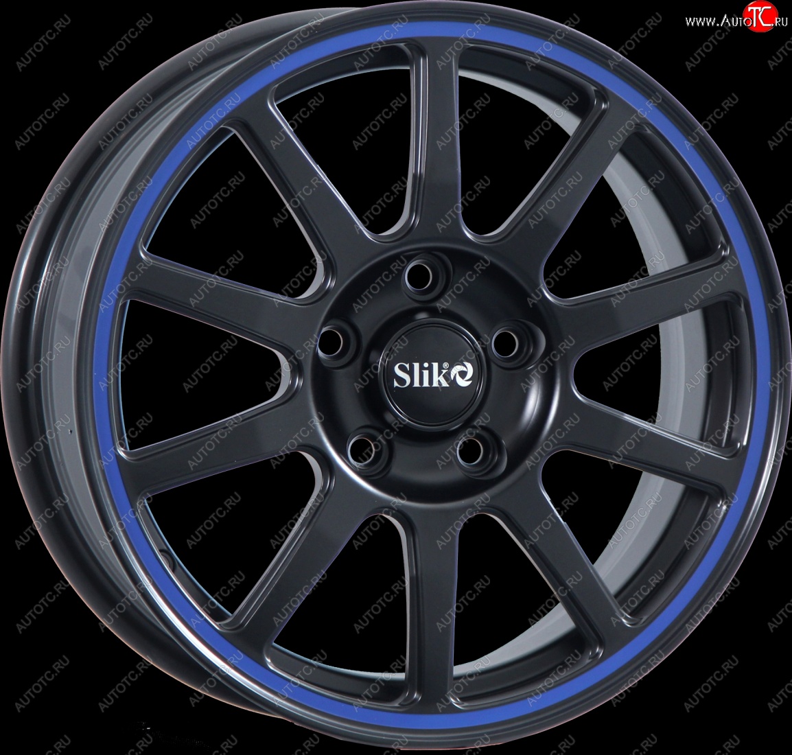 18 999 р. Кованый диск Slik classik R16x6.5 Черный матовый с синим ободом (MBBL) 6.5x16   (Цвет: MBBL)  с доставкой в г. Пермь