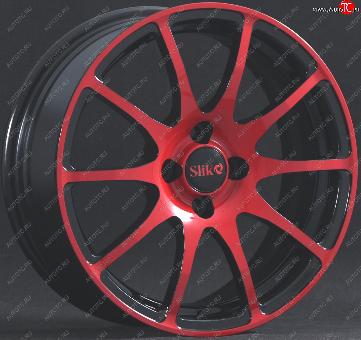 18 999 р. Кованый диск Slik classik R16x6.5 Черный глянцевый с красной лицевой поверхностью (BKFRED) 6.5x16   (Цвет: BKFRED)  с доставкой в г. Пермь