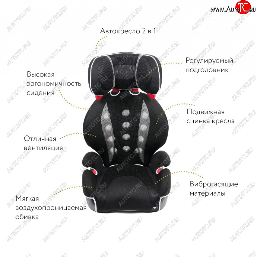14 249 р. Кресло детское автомобильное Saratto Highback Junior Quattro (группа 2/3) Honda Zest Spark (2006-2012) (Цвет: черный с серым)  с доставкой в г. Пермь