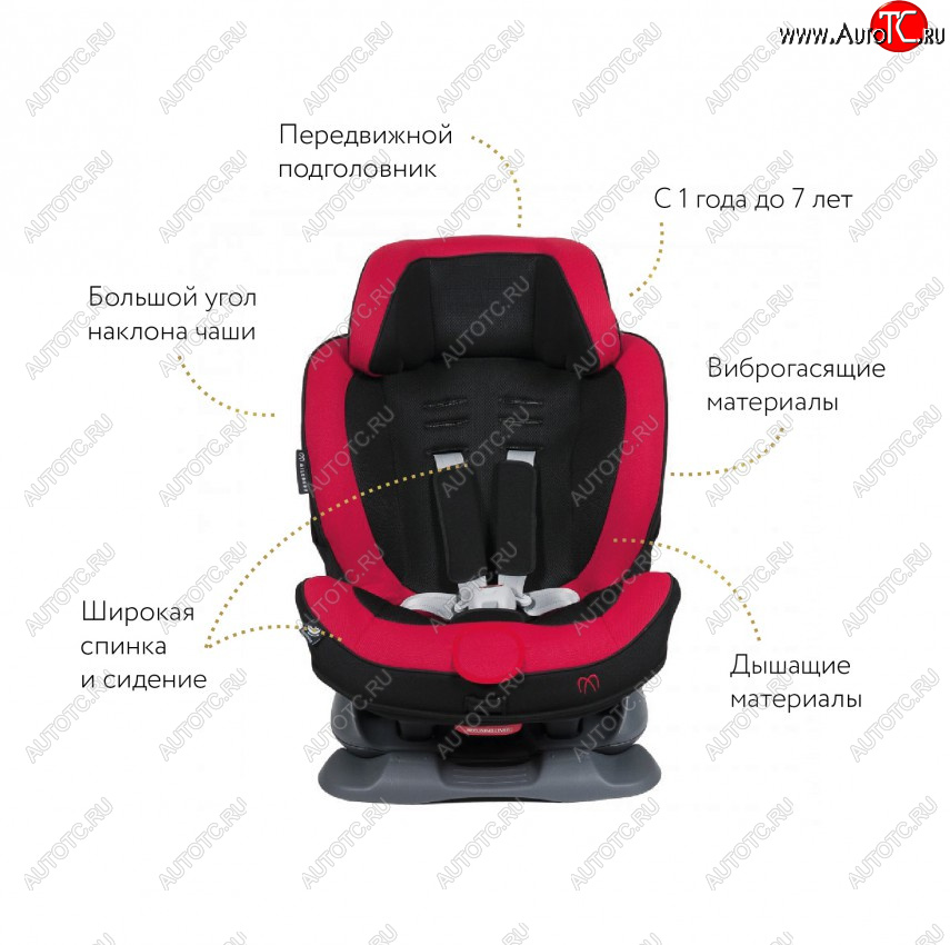 22 699 р. Кресло детское автомобильное Swing Moon (группа 1/2, 1-7 лет/9-25 кг/70-120 см)   (Цвет: черный с красным)  с доставкой в г. Пермь