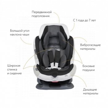 Кресло детское автомобильное Swing Moon Premium (группа 1/2, 1-7 лет/9-25 кг/70-120см)  (Цвет: черный с серым)