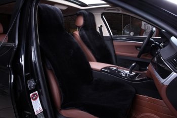 Накидка на переднее сиденье AUTOPILOT Короткий ворс (1 шт., овчина, цельная шкура, класс А)  (Черный)