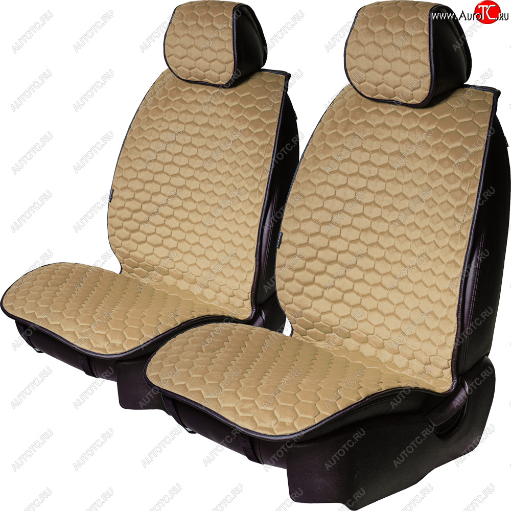 3 399 р. Комплект накидок на сиденья Lord Autofashion Тейлор (велюр, 2 места)   (Бежевый 3630)  с доставкой в г. Пермь