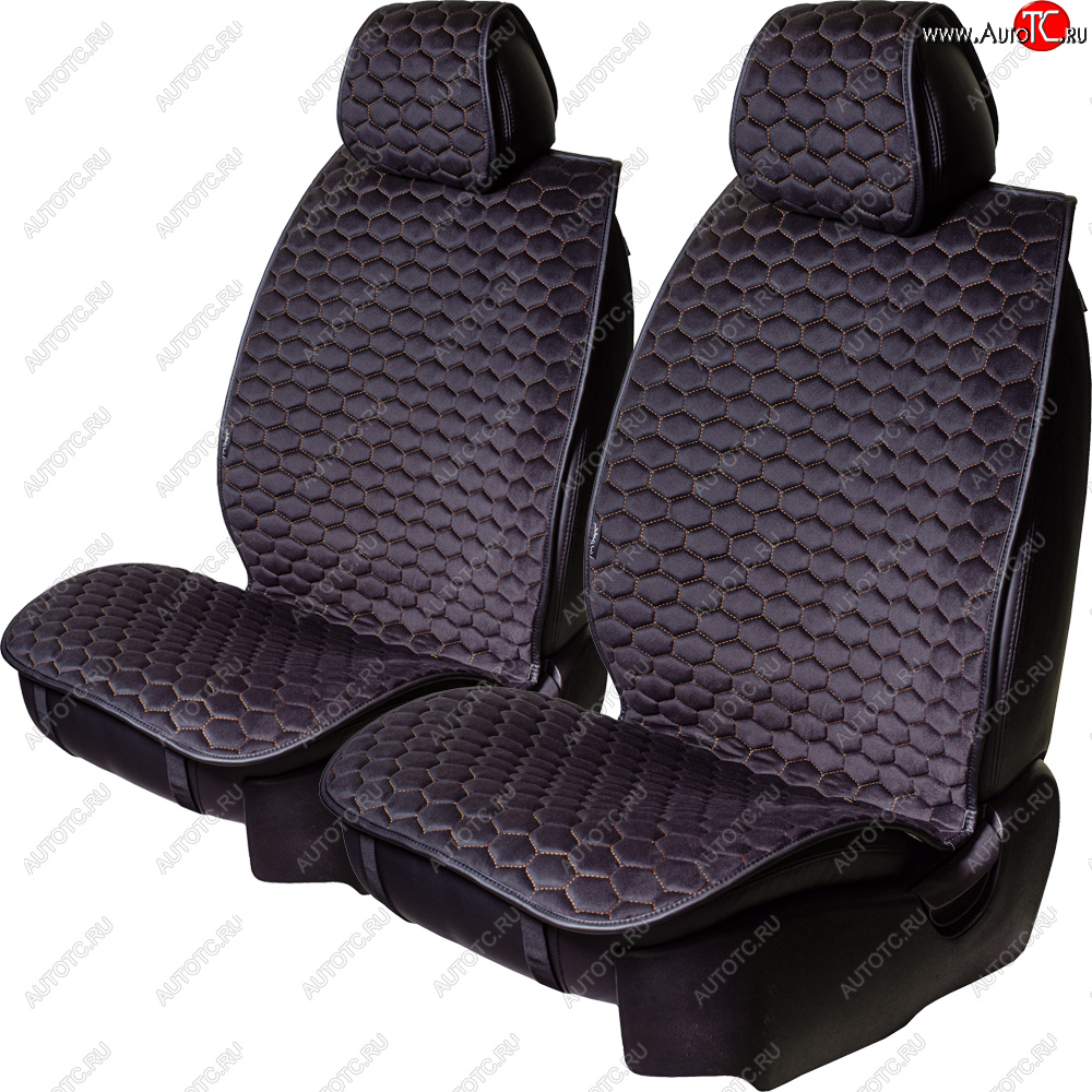 3 399 р. Комплект накидок на сиденья Lord Autofashion Тейлор (велюр, 2 места)   (Чёрный 800/Бежевый)  с доставкой в г. Пермь