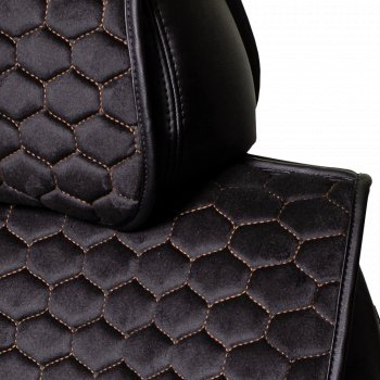 3 399 р. Комплект накидок на сиденья Lord Autofashion Тейлор (велюр, 2 места)   (Чёрный 800/Бежевый)  с доставкой в г. Пермь. Увеличить фотографию 3