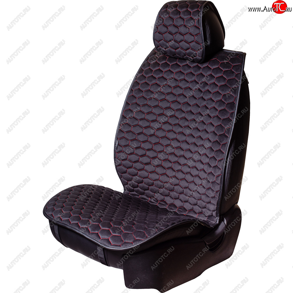 3 399 р. Комплект накидок на сиденья Lord Autofashion Тейлор (велюр, 2 места)   (Чёрный/Красный)  с доставкой в г. Пермь