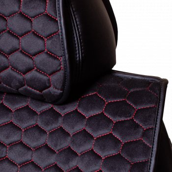 3 399 р. Комплект накидок на сиденья Lord Autofashion Тейлор (велюр, 2 места)   (Чёрный/Красный)  с доставкой в г. Пермь. Увеличить фотографию 2