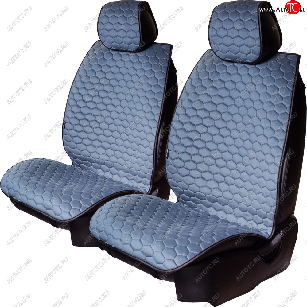 3 399 р. Комплект накидок на сиденья Lord Autofashion Тейлор (велюр, 2 места)   (Серо-голубой 290)  с доставкой в г. Пермь