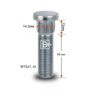 Забивная шпилька 45.0 мм ступицы Вектор M12 1.25 45mm M12 1.25 45.0 Datsun mi-DO хэтчбэк (2014-2021) 