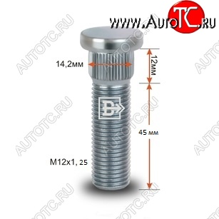 188 р. Забивная шпилька 45.0 мм ступицы Вектор M12 1.25 45mm M12 1.25 45.0 Лада 21099 (1990-2004)