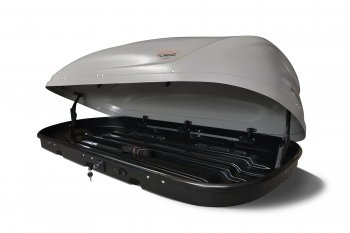 20 289 р. Автобокс PT GROUP (360л., 140х83х45, двустороннее открывание) Turino Compact серый   (Серый)  с доставкой в г. Пермь. Увеличить фотографию 3