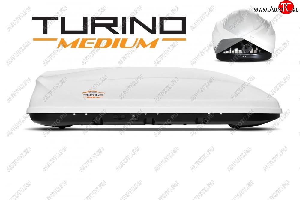 25 149 р. Автобокс PT GROUP (460л., 191х79х46 см, двустороннее открывание) Turino Medium белый   (Белый)  с доставкой в г. Пермь