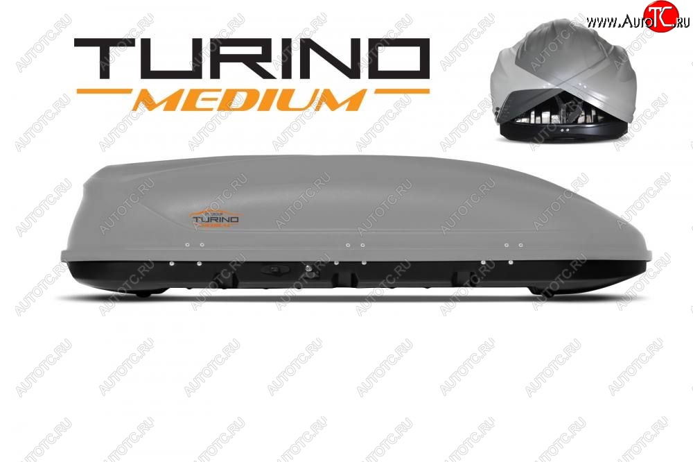 25 149 р. Автобокс PT GROUP (460л., 191х79х46 см, двустороннее открывание) Turino Medium серый   (Серый)  с доставкой в г. Пермь