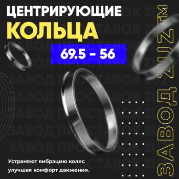 Алюминиевое центровочное кольцо (4 шт) ЗУЗ 56.0 x 69.5 Honda Fit 1 GD дорестайлинг (2001-2004) 