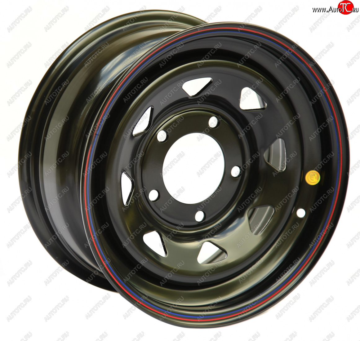 6 279 р. Штампованый диск OFF-ROAD Wheels (усиленный, треугольник мелкий) 7.0x16 Уаз Буханка 452 3741 цельнометаллический фургон (1965-2025) 5x139.7xDIA108.0xET25.0 (Цвет: черный)