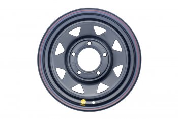 6 009 р. Штампованый диск OFF-ROAD Wheels (усиленный, треугольник мелкий) 7.0x15 Уаз Буханка 452 3741 цельнометаллический фургон (1965-2025) 5x139.7xDIA108.0xET25.0 (Цвет: черный). Увеличить фотографию 2