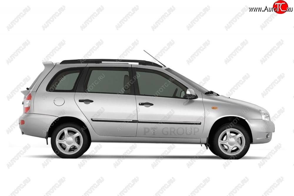 5 319 р. Рейлинги Petroil Tuning Комфорт  Лада Калина  1117 (2004-2013) универсал (Черный муар, крыша с ребром жесткости)  с доставкой в г. Пермь