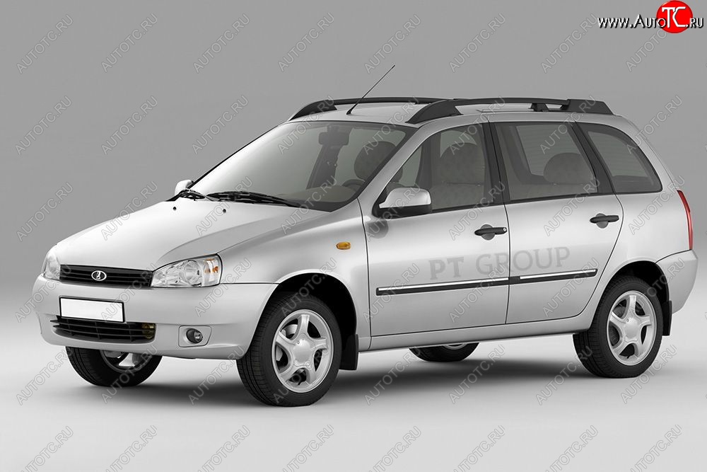 5 319 р. Рейлинги Petroil Tuning Усиленные  Лада Калина  1117 (2004-2013) универсал (Черный муар, крыша с ребром жесткости)  с доставкой в г. Пермь