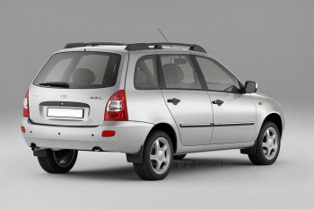 5 319 р. Рейлинги Petroil Tuning Усиленные  Лада Калина  1117 (2004-2013) универсал (Черный муар, крыша с ребром жесткости)  с доставкой в г. Пермь. Увеличить фотографию 3