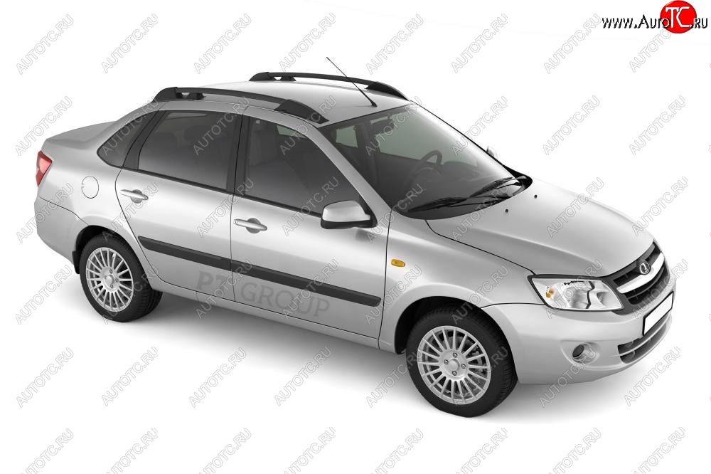 5 319 р. Рейлинги Petroil Tuning Усиленные  Лада Гранта  2190 - Калина  1118 (Черный муар)  с доставкой в г. Пермь