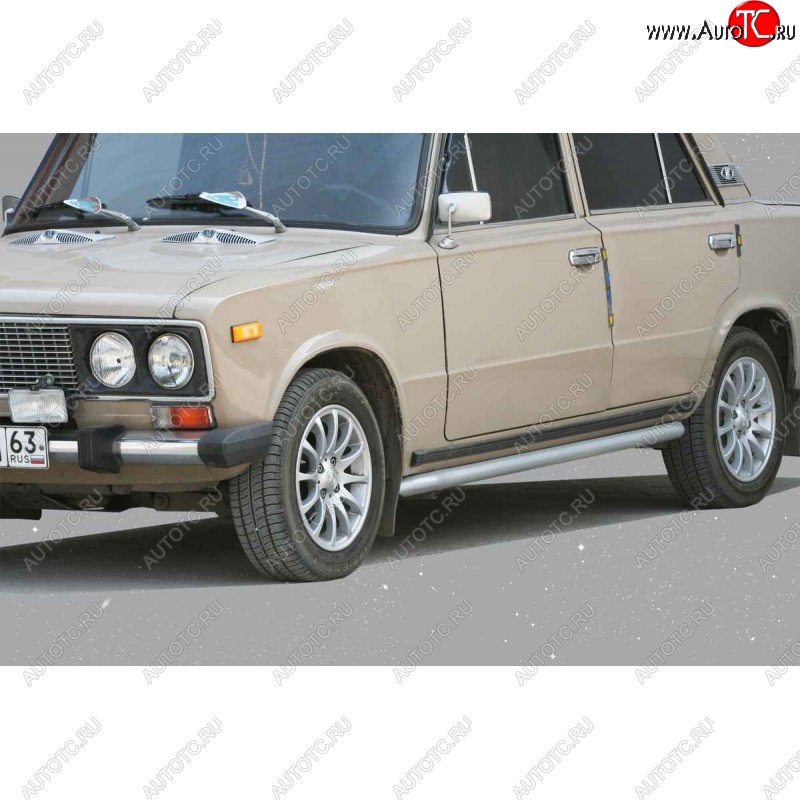 2 299 р. Защита порогов ТехноСфера (Техно Сфера) (d51, с полимерным покрытием ) Лада 2106 (1975-2005) (Серебристый)  с доставкой в г. Пермь