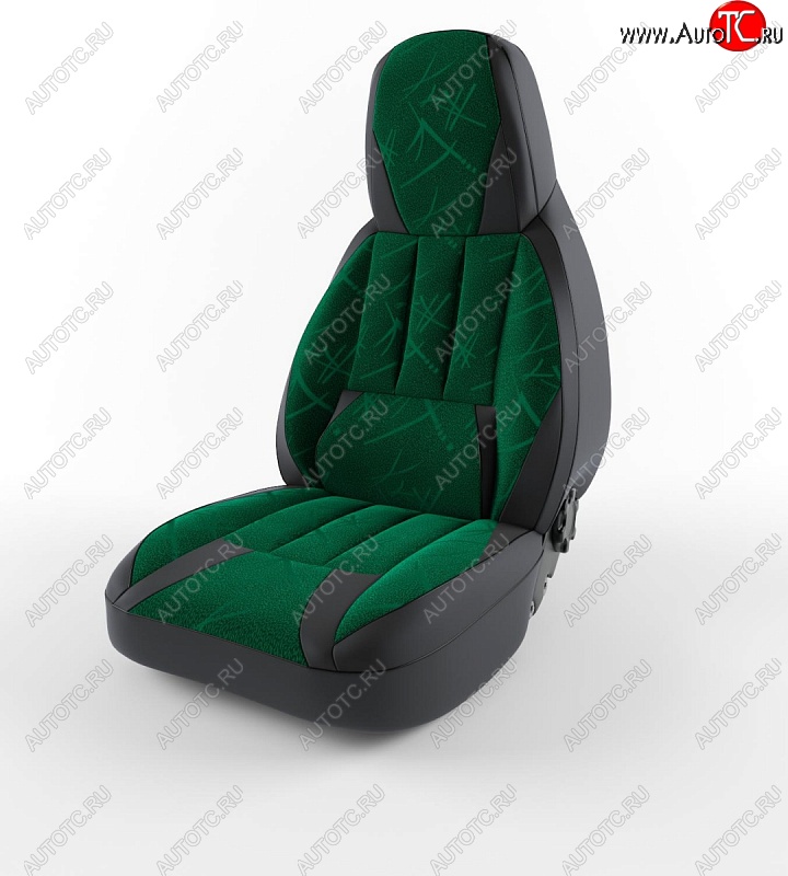 4 799 р. Чехлы для сидений Lord Autofashion Форсаж (экокожа)  Лада 2108 - 2115 (Черный, вставка флок Зеленый юнион)  с доставкой в г. Пермь