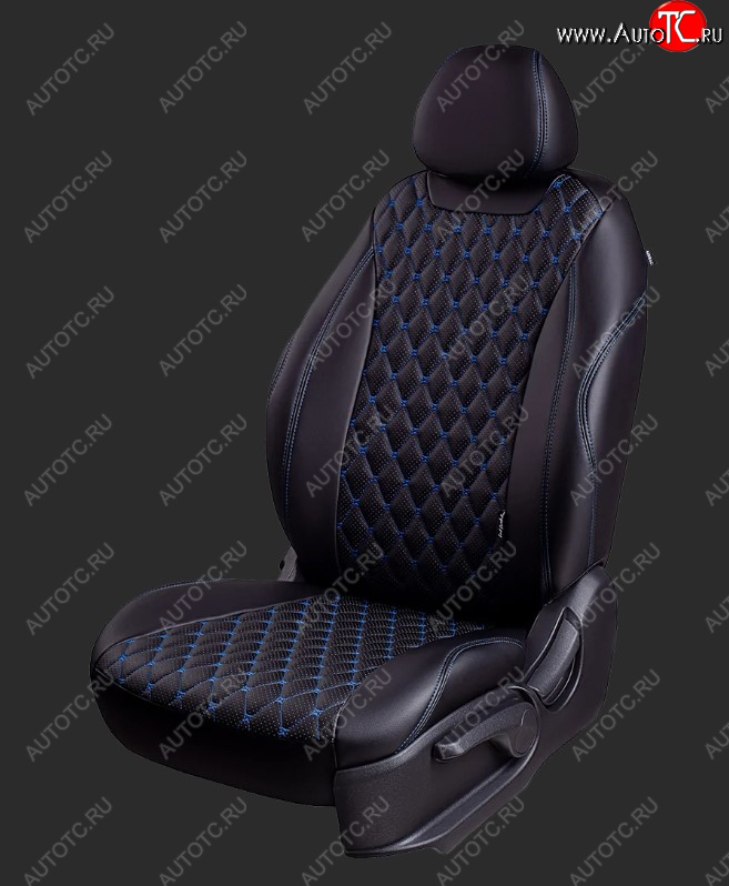 9 799 р. Чехлы для сидений Lord Autofashion Байрон (экокожа) Лада 2109 (1987-2004) (Черный, вставка черная, строчка синяя)  с доставкой в г. Пермь