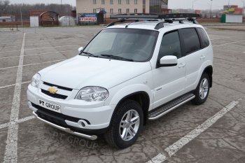 15 149 р. Защита переднего бампера Petroil Tuning (2 трубы Ø63/51 мм)  Лада 2123 (Нива Шевроле) - Нива Трэвел (Нержавейка полированная)  с доставкой в г. Пермь. Увеличить фотографию 2
