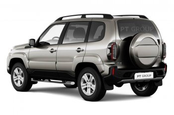 Защита порогов Petroil Tuning (Ø76 мм, с проступью) Лада 2123 (Нива Шевроле) 2 рестайлинг (2020-2021) (Нержавейка полированная)