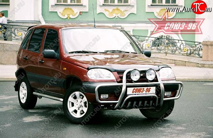 14 399 р. Решетка передняя с защитой бампера Souz-96 (d60) Chevrolet Niva 2123 дорестайлинг (2002-2008)  с доставкой в г. Пермь