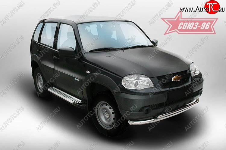 14 309 р. Защита переднего бампера двойная Souz-96 (d60/42)  Chevrolet Niva  2123 (2009-2020), Лада 2123 (Нива Шевроле) (2009-2021)  с доставкой в г. Пермь