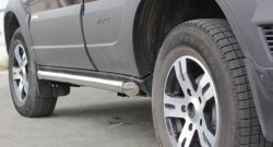 Защита порогов из трубы Ø63 Petroil Tuning Chevrolet Niva  2123 (2009-2020), Лада 2123 (Нива Шевроле) (2009-2021) (Нержавеющая полированная сталь)