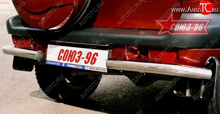 6 479 р. Защита заднего бампера из боковых уголков Souz-96 (d60) Chevrolet Niva 2123 дорестайлинг (2002-2008)  с доставкой в г. Пермь