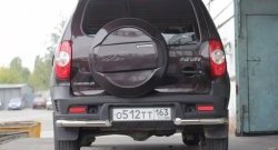 6 299 р. Защита заднего бампера (углы 63 мм) Petroil Tuning  Chevrolet Niva  2123 (2009-2020), Лада 2123 (Нива Шевроле) (2009-2020) (Нержавеющая полированная сталь)  с доставкой в г. Пермь. Увеличить фотографию 2