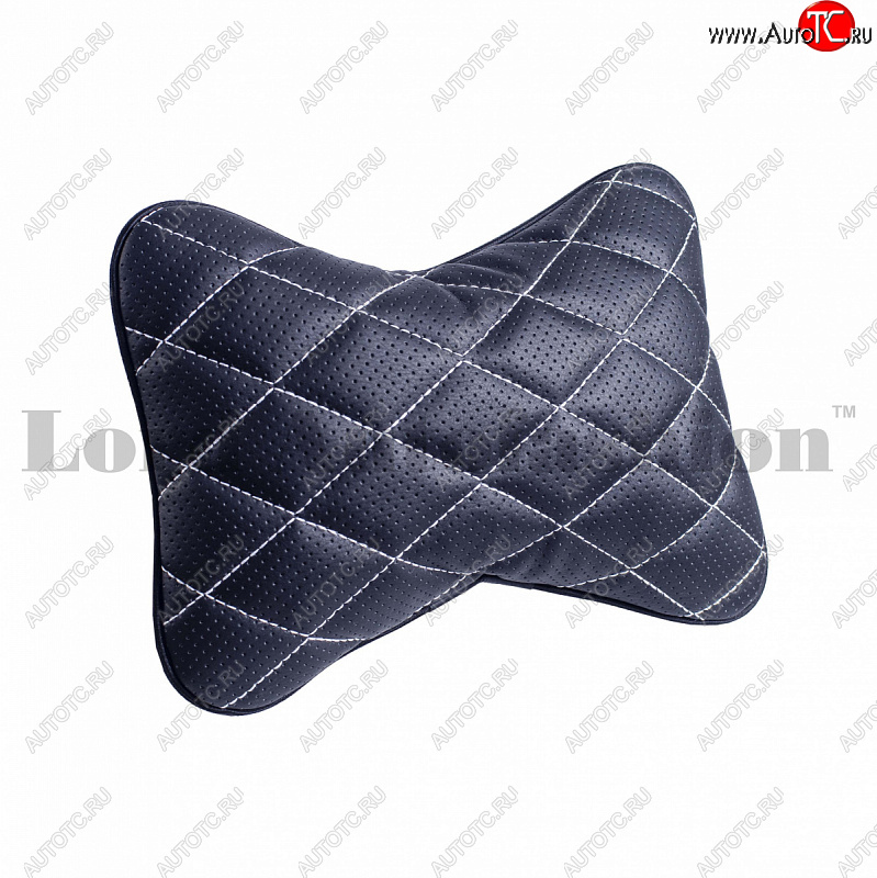 2 399 р. Подушка-косточка Lord Autofashion Ромб (экокожа, 2 шт.)   (Черный, строчка белая)  с доставкой в г. Пермь