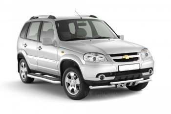 Рейлинги Petroil Tuning Усиленные Chevrolet Niva  2123 (2009-2020), Лада 2123 (Нива Шевроле) (2002-2021), Лада Нива Трэвел (2021-2025) (Серебристый муар)