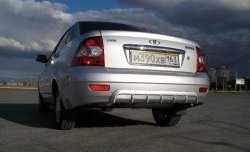 2 599 р. Накладка Фанат-Спорт v1 Люкс на задний бампер Лада Приора 2170 седан дорестайлинг (2007-2014) (Неокрашенная)  с доставкой в г. Пермь. Увеличить фотографию 2