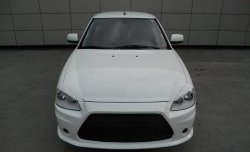 9 399 р. Передний бампер Lancer Style Лада Приора 2170 седан дорестайлинг (2007-2014) (Неокрашенный)  с доставкой в г. Пермь. Увеличить фотографию 2