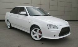 9 399 р. Передний бампер Lancer Style Лада Приора 2170 седан дорестайлинг (2007-2014) (Неокрашенный)  с доставкой в г. Пермь. Увеличить фотографию 4