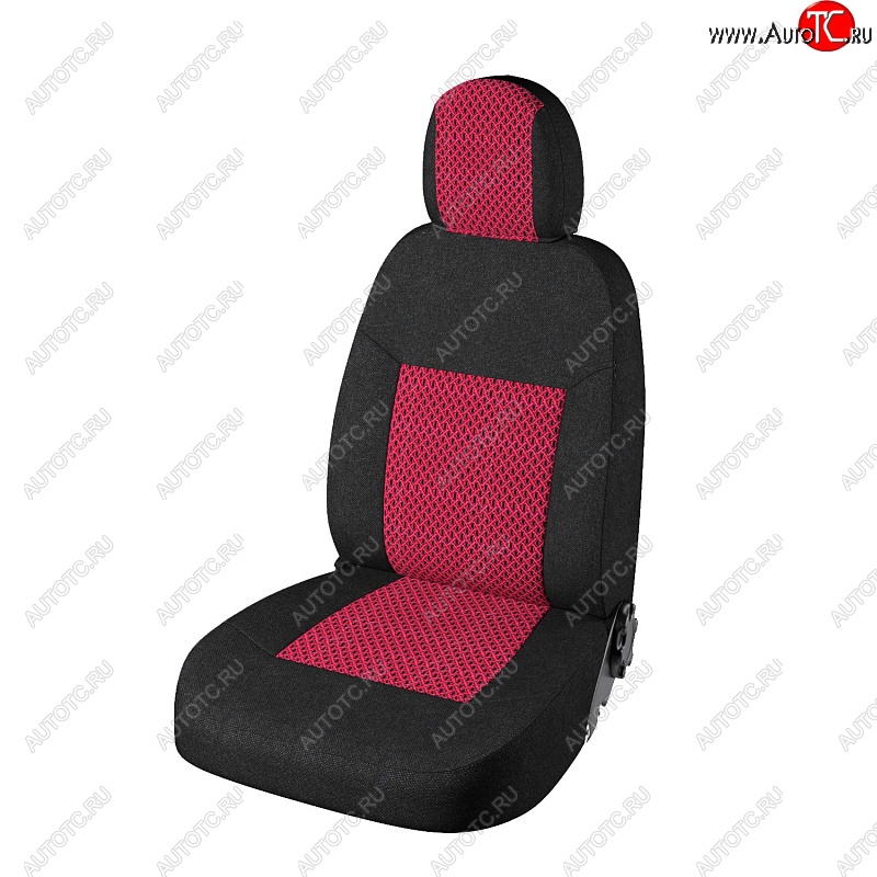 4 299 р. Чехлы для сидений Lord Autofashion Стандарт Плюс (жаккард) Лада Приора 2172 хэтчбек дорестайлинг (2008-2014) (Чёрный, вставка Рогожка Красная)  с доставкой в г. Пермь