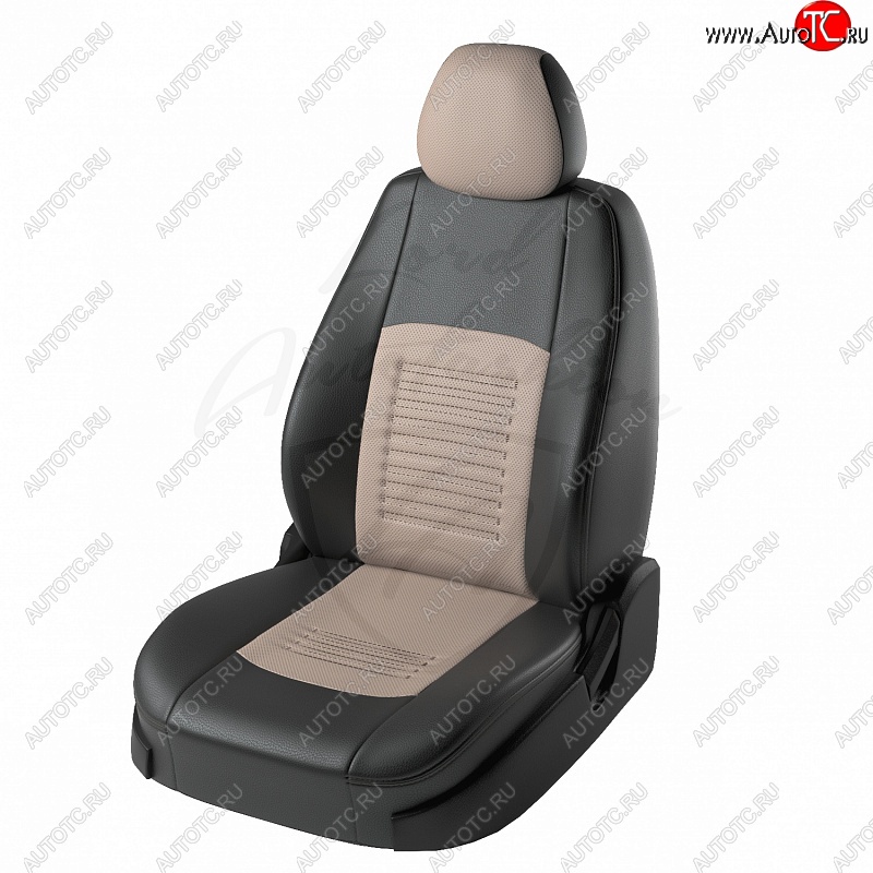 9 449 р. Чехлы для сидений (дорестайл) Lord Autofashion Турин (экокожа) Лада Приора 2172 хэтчбек дорестайлинг (2008-2014) (Чёрный, вставка бежевая)  с доставкой в г. Пермь