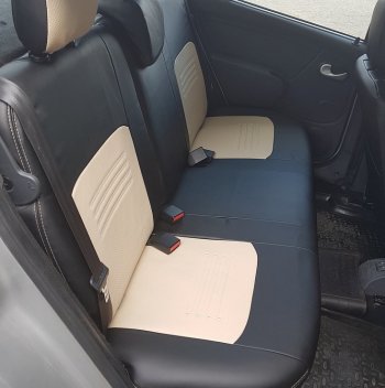 9 449 р. Чехлы для сидений (дорестайл) Lord Autofashion Турин (экокожа) Лада Приора 2172 хэтчбек дорестайлинг (2008-2014) (Чёрный, вставка бежевая)  с доставкой в г. Пермь. Увеличить фотографию 4