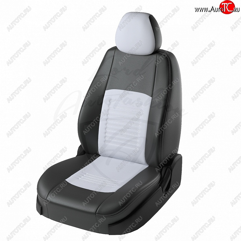 6 249 р. Чехлы для сидений Lord Autofashion Турин (экокожа) Лада Приора 2172 хэтчбек дорестайлинг (2008-2014) (Чёрный, вставка белая)  с доставкой в г. Пермь