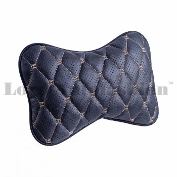 999 р. Подушка-косточка Lord Autofashion Байрон (экокожа, 2 шт.)   (Черная, строчка бежевая)  с доставкой в г. Пермь. Увеличить фотографию 2