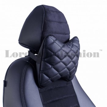 Подушка-косточка Lord Autofashion Байрон (экокожа, 2 шт.)  (Черный, строчка черная)