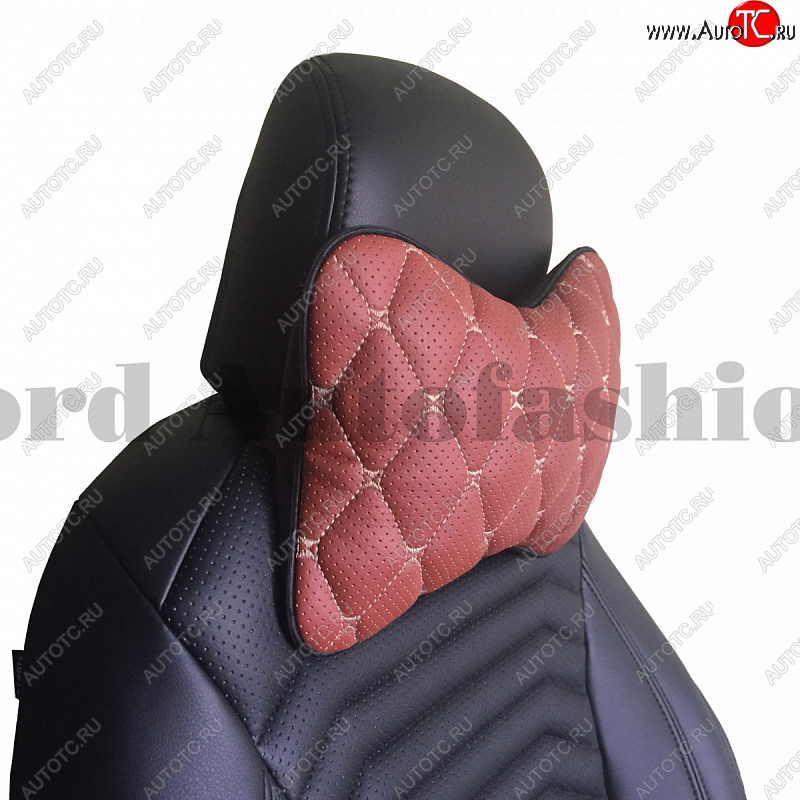 349 р. Подушка-косточка Lord Autofashion Байрон (экокожа, 1 шт.)   (Коричневый, строчка бежевая)  с доставкой в г. Пермь